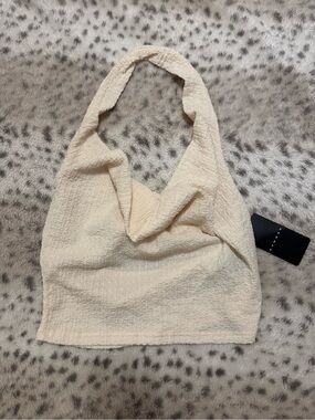 Textured Cream Halter Camisole Top